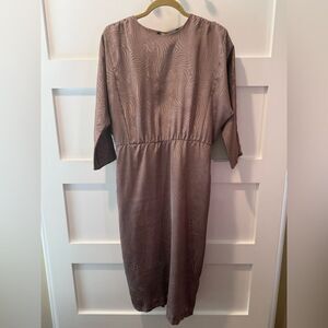 Vintage Positive Influence Taupe Textured Midi Dress